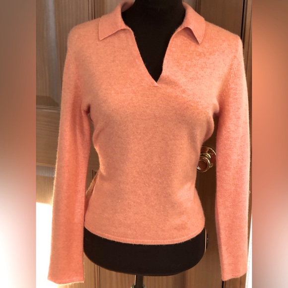 Lands' End Sweaters - LANDS END sXS cashmere collared sweater Gorgeous melon color Very soft Looks new